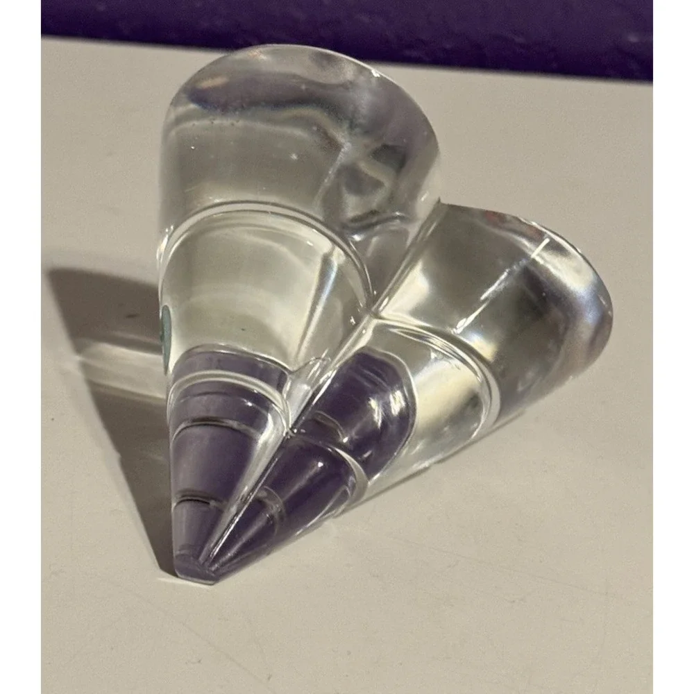 Tiffany & Co Crystal Pyramid Heart Paperweight 3.5